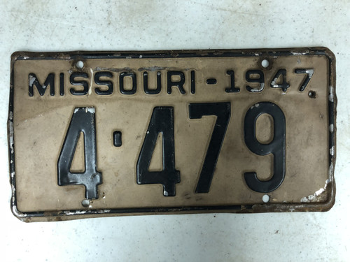 1947 MISSOURI Shorty License Plate 4-479