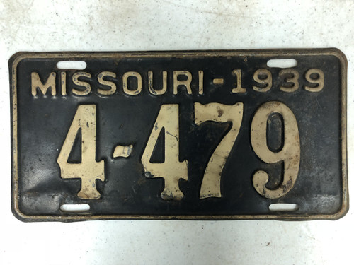 1939 MISSOURI Shorty License Plate 4-479