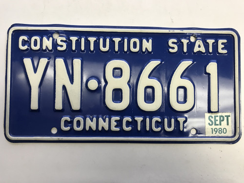September 1980  Connecticut License Plate YN-8661.