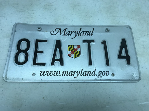 Expired , white Maryland License Plate 8EA-T14.