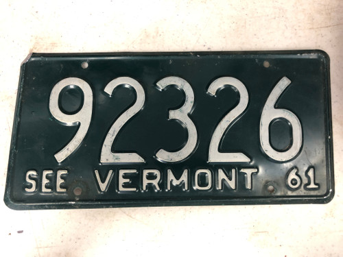 1961 See VERMONT License Plate 92326