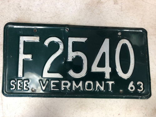 1963 See VERMONT License Plate F2540