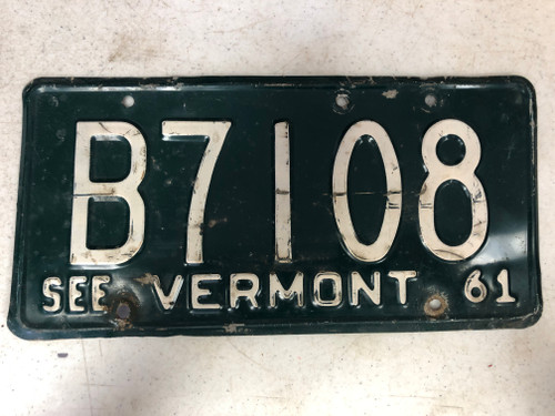 1961 See VERMONT License Plate B7108