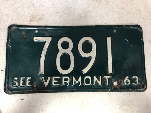 1963 See VERMONT License Plate 7891