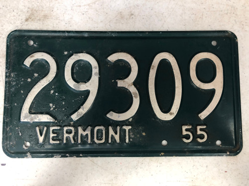 1955 VERMONT License Plate 29309
