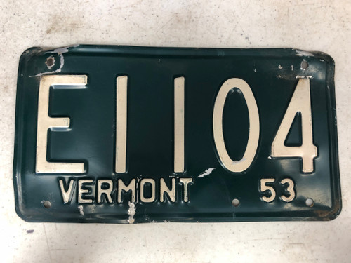 1953 VERMONT License Plate E1104
