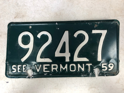 1959 See VERMONT License Plate 92427