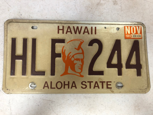 November 1989 Tag HAWAII Aloha State License Plate HLF-244