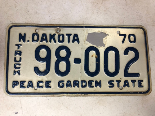 1970 NORTH DAKOTA Peace Garden State Truck License Plate 98-002