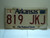 2009 ARKANSAS Natural State License Plate 819 JKJ