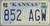 2008 Russell Kansas License Plate New Base 852 AGW