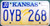 2001 Aug JO Kansas License Plate OYB 268