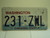 WASHINGTON Evergreen State License Plate 231 ZWL