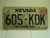 2001 NEVADA Silver State License Plate 605 KDK