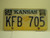 1998 KANSAS Wheat License Plate KFB 705