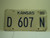 1995 KANSAS Dealer License Plate D 607 N