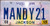 Mississippi Vanity License Plate MANDY21