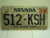 2001 NEVADA Silver State License Plate 512 KSH