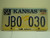 1999 KANSAS Truck 12M regular License Plate JB0 030