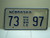 NEBRASKA Mobile Home License Plate 73 AGR 97