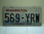 Washington Evergreen State License Plate 569 YRW