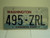 WASHINGTON Evergreen State License Plate 495 ZRL