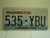 WASHINGTON Evergreen State License Plate 535 YBU