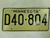 Minnesota Dealer License Plate D40-804