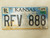 2008 Kansas Riley County License Plate RFV 888 Triple Eight