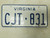 Virginia License Plate CJT-831