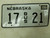 2004 Nebraska Bus License Plate 17 21