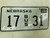 2004 Nebraska Bus License Plate 17 31