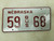 Nebraska Bus License Plate 59 68