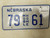 Nebraska Mobile Home License Plate 79 61