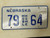Nebraska Mobile Home License Plate 79 64