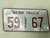 Nebraska Local Truck License Plate 59 67