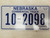 Nebraska Commercial Truck License Plate 10-2098
