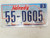 2006 Nebraska License Plate 55-D605