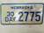 Nebraska 30 Day License Plate 2775