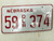 Nebraska Dealer License Plate 55 374