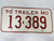 1970 Missouri Trailer License Plate 13-389