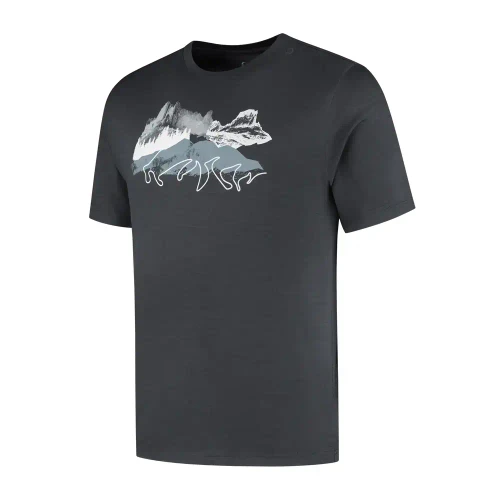 Woolpan Endless Merino 150 T-Shirt Mountains Dark Grey
