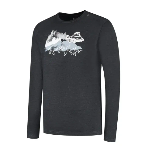 Woolpan Endless Merino 195 Long Sleeve T-Shirt Mountains Anthracite