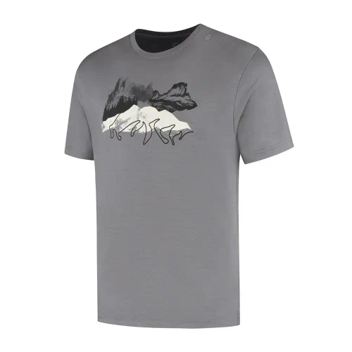 Woolpan Endless Merino 195 T-Shirt Mountains Light Grey
