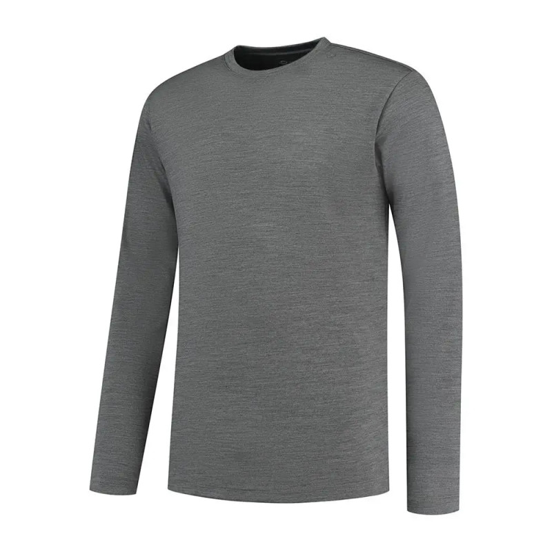 Woolpan Endless Merino Long Sleeve T-Shirt Grey Melange - FUTURUM