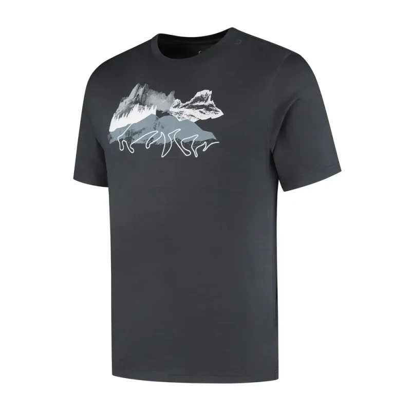 Woolpan Endless Merino 150 T-Shirt Mountains Dark Grey