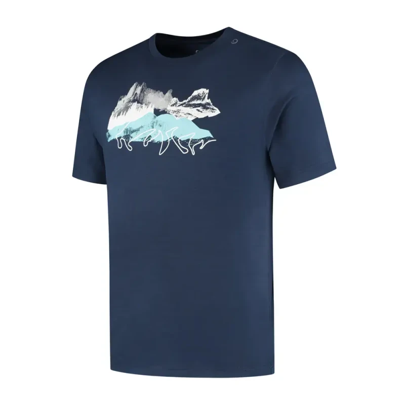 Woolpan Endless Merino 195 T-Shirt Mountains Dark Blue