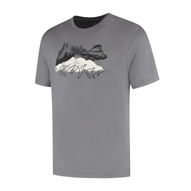 Woolpan Endless Merino 195 T-Shirt Mountains Light Grey