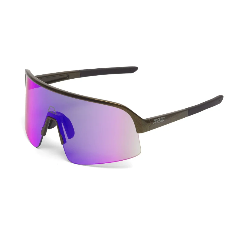 Modelo I P R O -OPEN Ltd- Gafas fotocromáticas de metal dorado con lentes moradas