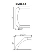 Crown Molding with large cove detail 4"Wx96"H AA